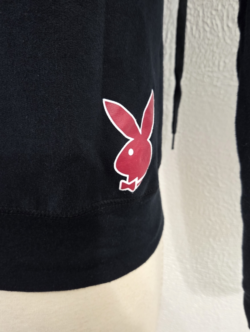 Vintage Playboy hoodie 2000s Y2K black red spellout logo zip women's medium M - Picture 4 of 5